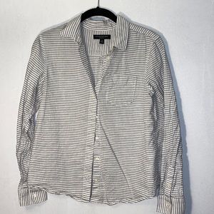 White & Gray Pinstripe Button-Down - XS